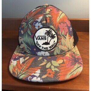 VANS Off‎ The Wall Floral All Over Print Patch Logo Snapback Hat Mesh Back Cap